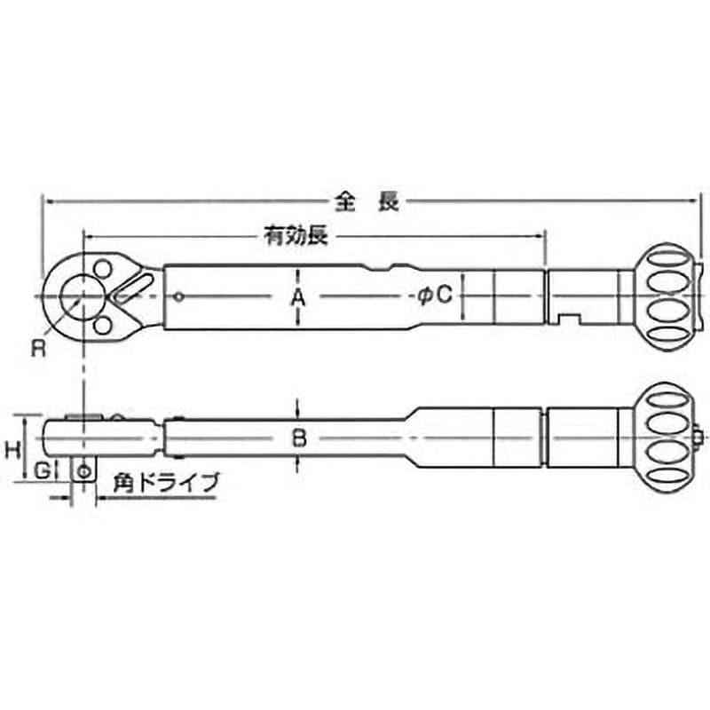 N25QLK カノンプリセット形トルクレンチ 中村製作所(KANON) トルク調整範囲5～25N・m 最小目盛0.2N・m  差込角9.53mm全長232mm - 【通販モノタロウ】