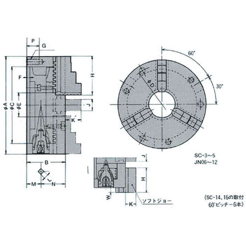 JN06 スクロールチャック 一体爪型・ストレートインロー 1個 北川鉄工所 【通販モノタロウ】