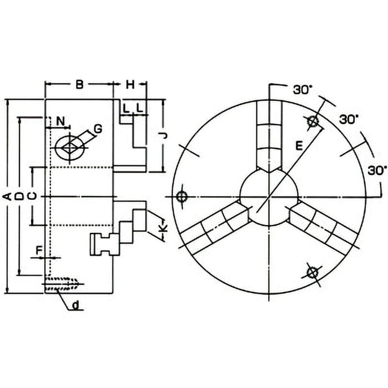 SC110F 3爪スクロールチャック(一体爪タイプ) 1個 小林鉄工 【通販モノタロウ】