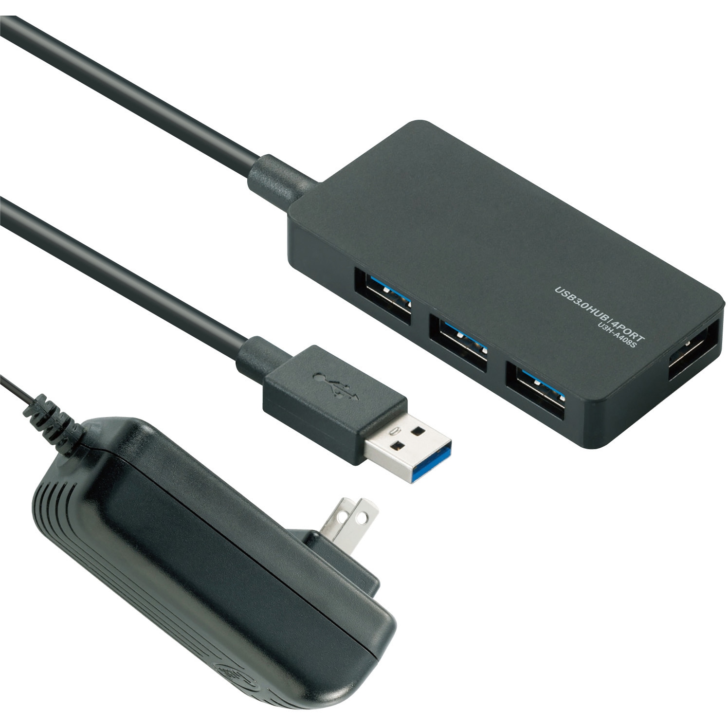 U3H-A408SBK USBハブ USB3.0 4ポート バスパワー セルフパワー 両用 AC