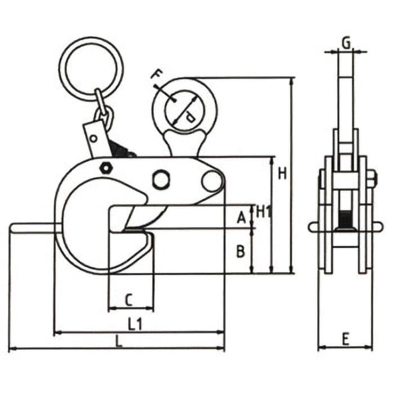 ABJ-1.5 横つり・縦つり兼用型クランプ(安全ロック付) 日本クランプ(JAPAN CLAMP) クランプ範囲3～27mm - 【通販モノタロウ】