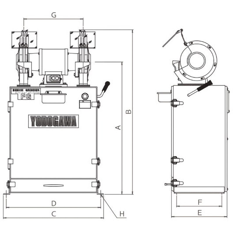 集塵装置付き両頭グラインダー 砥石外径255mm FG-255TH 50HZ