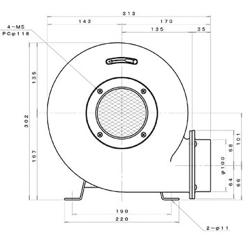 TN4T 標準(下部水平) プレート型電動送風機 淀川電機製作所 耐熱型