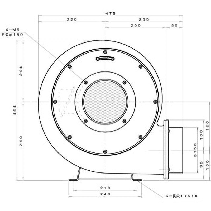 送風機　CN6Te TN6Te 標準(下部水平) プレート型電動送風機 淀川電機製作所 耐熱型