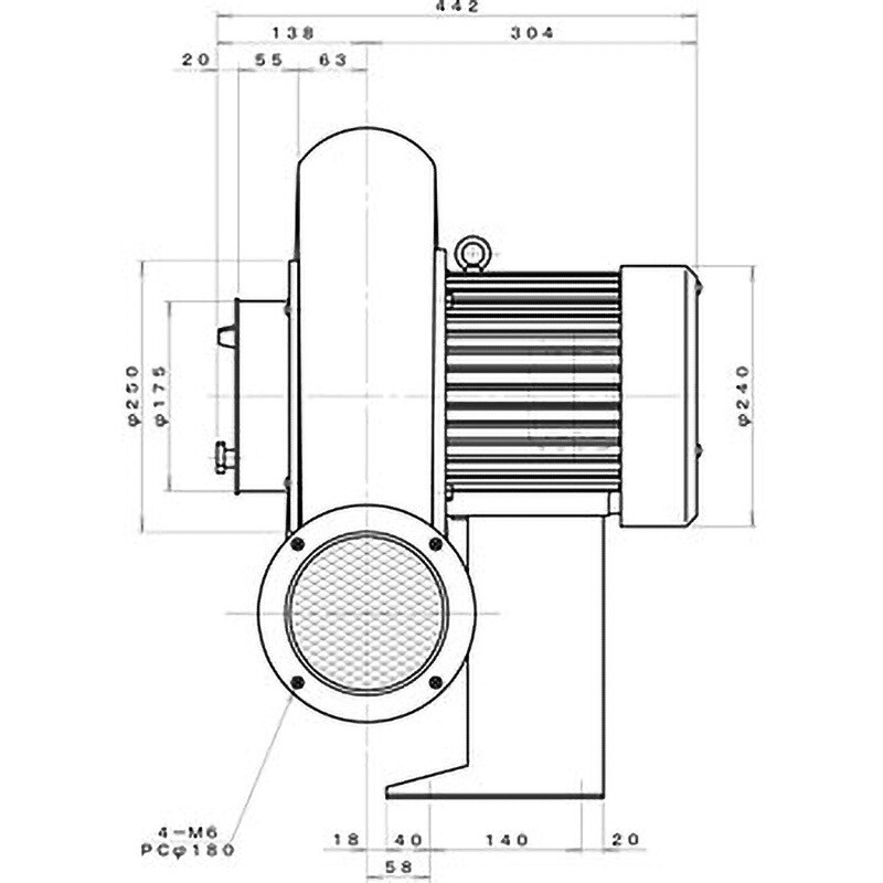 BN6TB 標準(下部水平) ターボ型電動送風機 淀川電機製作所 BN6TB 標準(下部水平) ターボ型電動送風機 淀川電機製作所