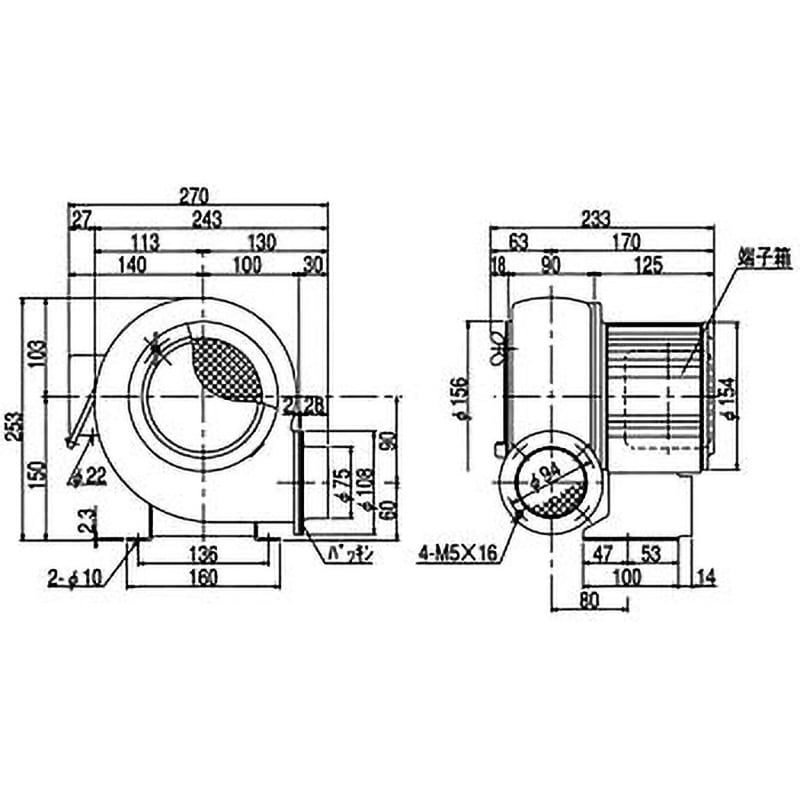 電動送風機 汎用シリーズ 周波数50/60Hz シロッコファン 標準型 SF-75-R3A3