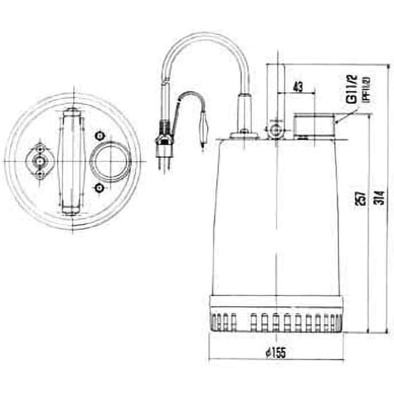 S-220 スーパーエースS型 水中ポンプ 寺田ポンプ製作所 セミオープン 単相100V 非自動 吐出口径40mm S-220 - 【通販モノタロウ】