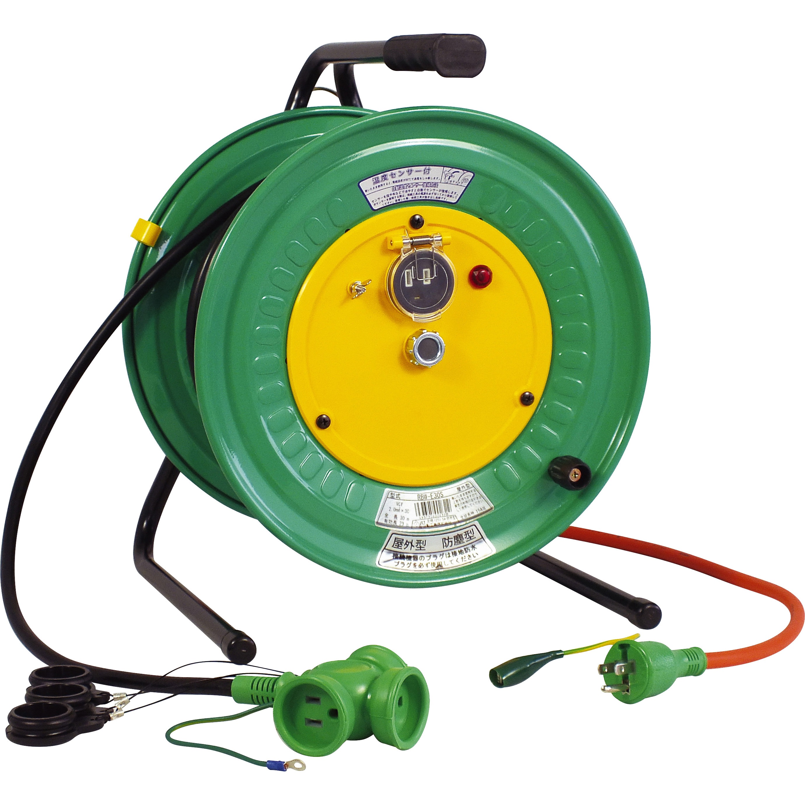 RBW-E30S 屋外型 単相100Vアース付、びっくリール(延長コード型) 日動工業 電線長さ30m  RBW-E30S