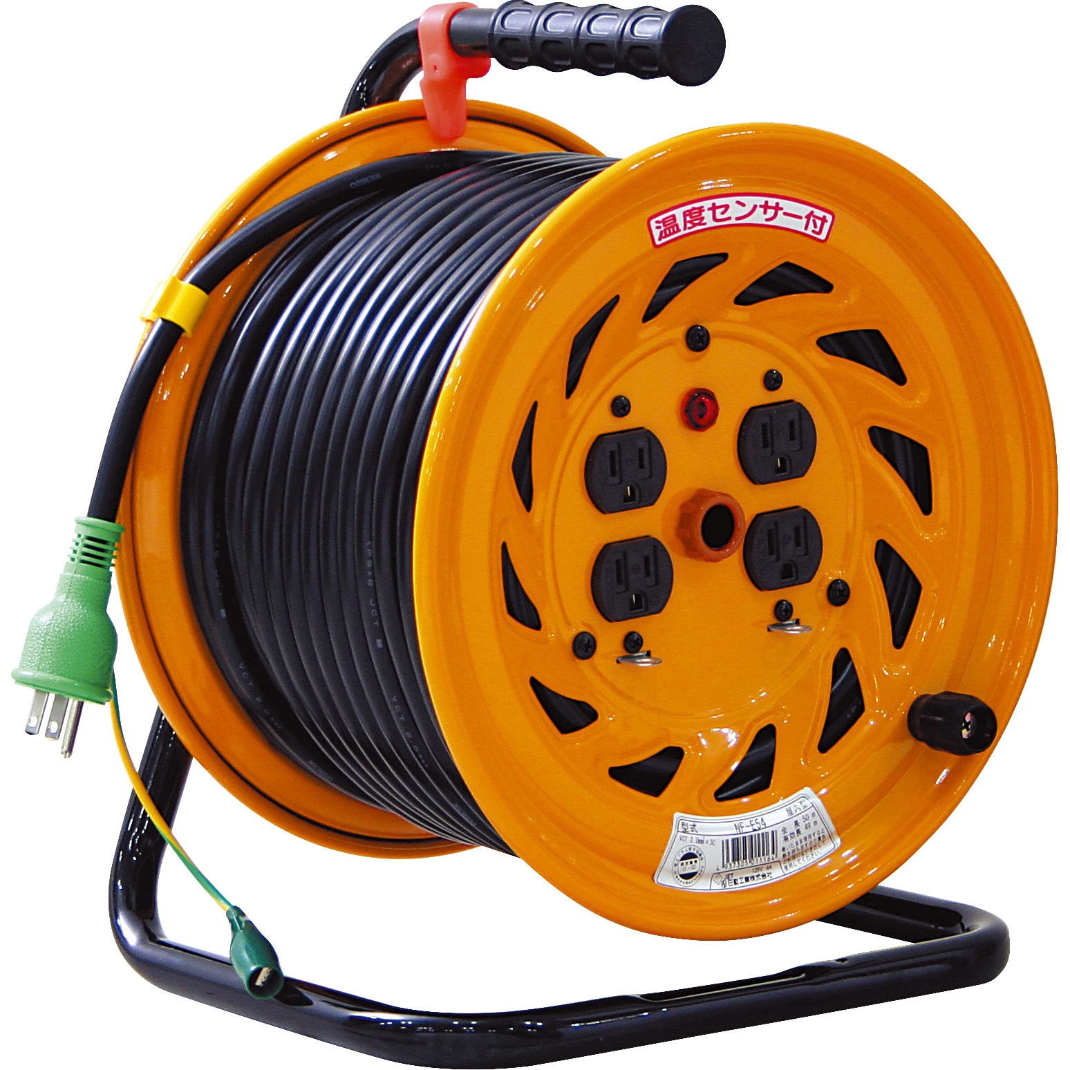 ☆  中古品  NICHIDO 電工ドラム NF-E54 アース付 50m   ☆ NF-E54 屋内型 単相100Vアース付 電工ドラム 日動工業 4口 電線長さ50m