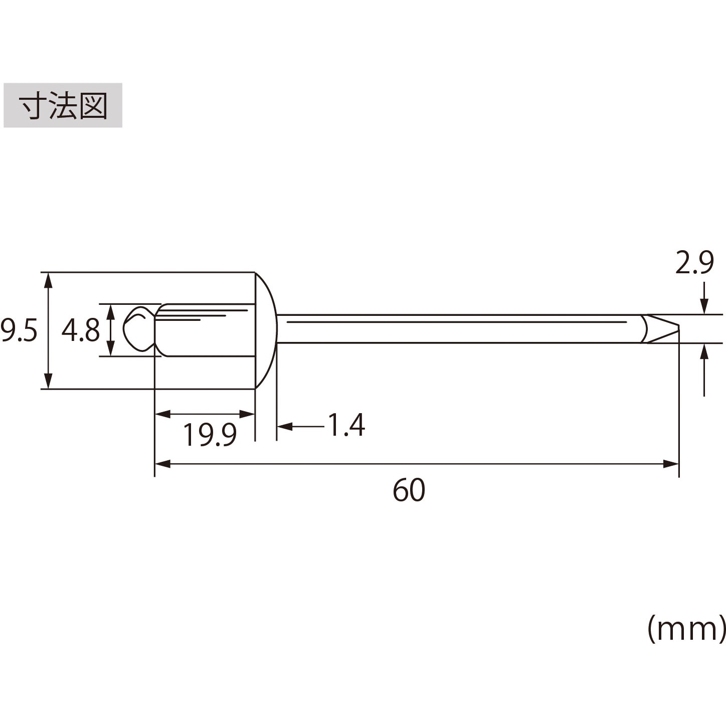 エビ ブラインドリベット(500本入) スティール／スティール 8-8 - 1