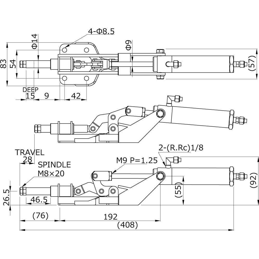 No.AC105 横押し型エアークランプ 1個 カクタ 【通販モノタロウ】