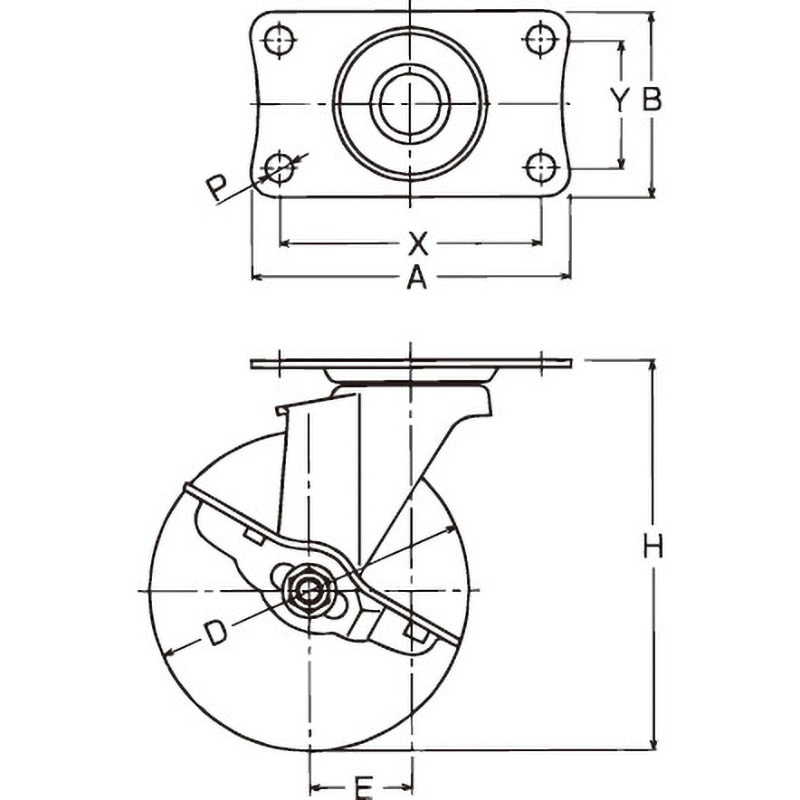 415E-R125 415E・自在車ストッパー付(ゴム一体車輪) ハンマー