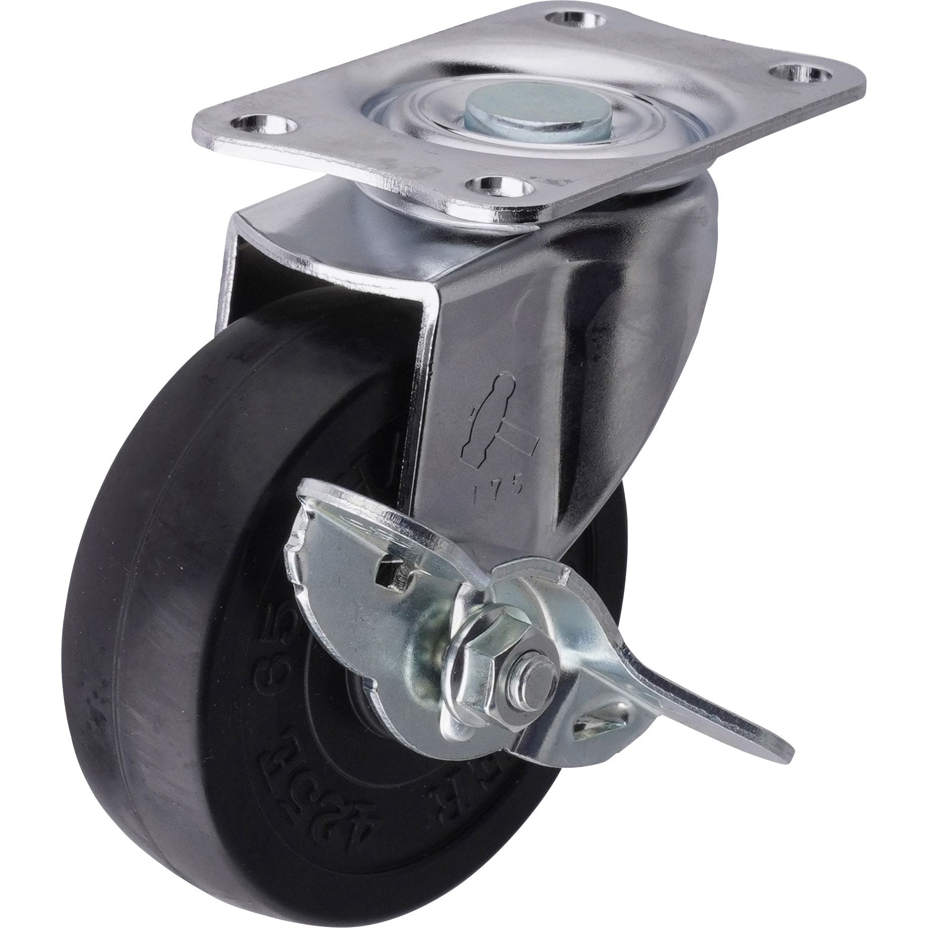 415E-R65 415E・自在車ストッパー付(ゴム一体車輪) ハンマーキャスター