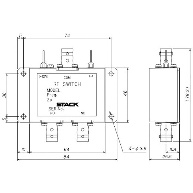 AV205A BNC型同軸切替器 DC～2.5GHz AVシリーズ スタック電子 1個