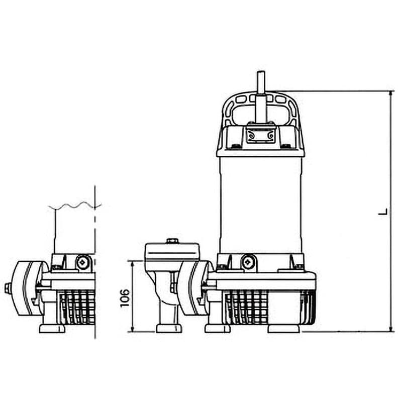 PG-250T 汚水用水中ポンプ(軽量樹脂水中ポンプ) 水中スーパーテクポン 寺田ポンプ製作所 セミボルテックス 非自動(PGタイプ) 三相200V  吐出量40/140L/min 吐出口径40mm PG-250T - 【通販モノタロウ】