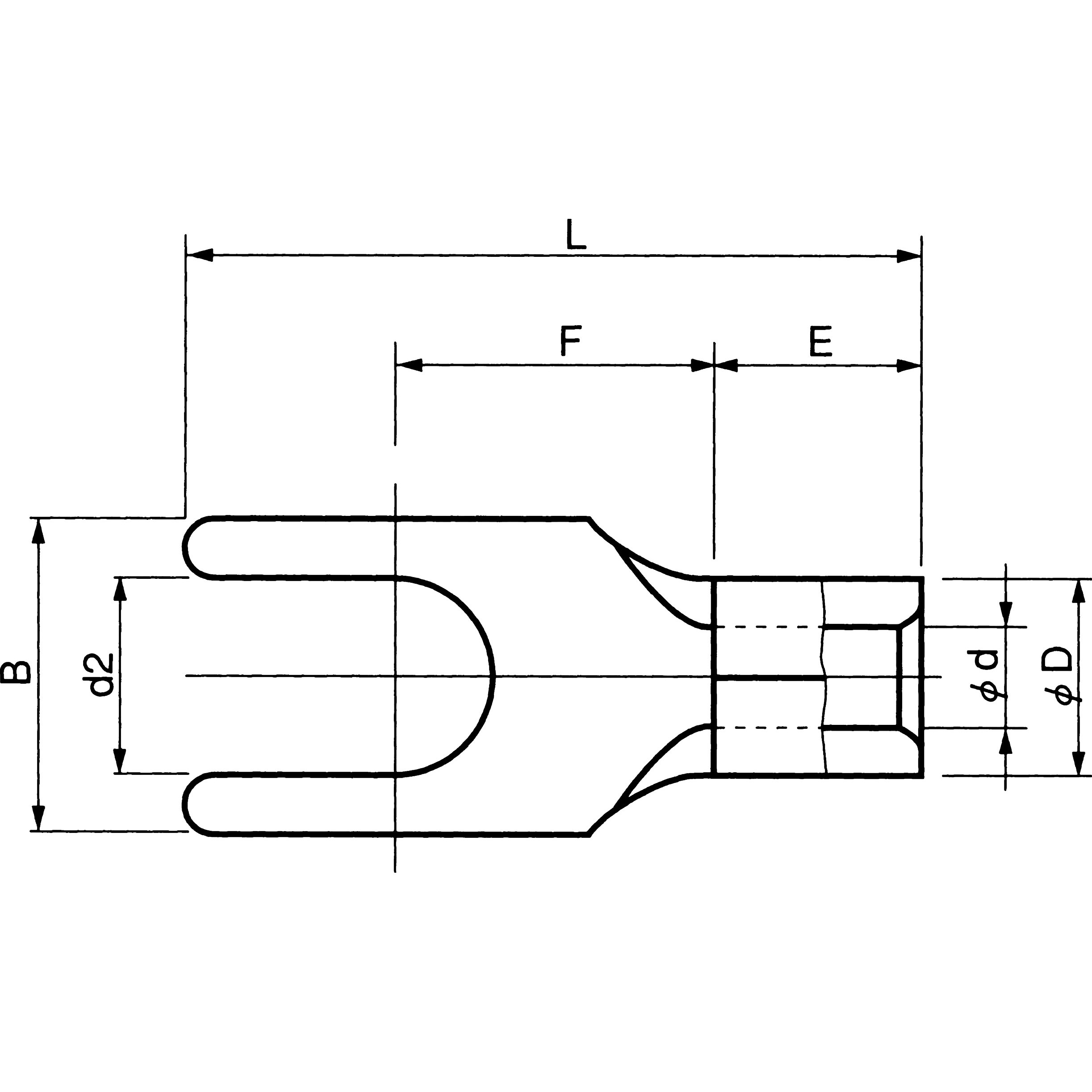 銅線用 裸圧着端子 (Y形)先開形 電線抱合範囲0.25～1.65mm2 1箱(100個)