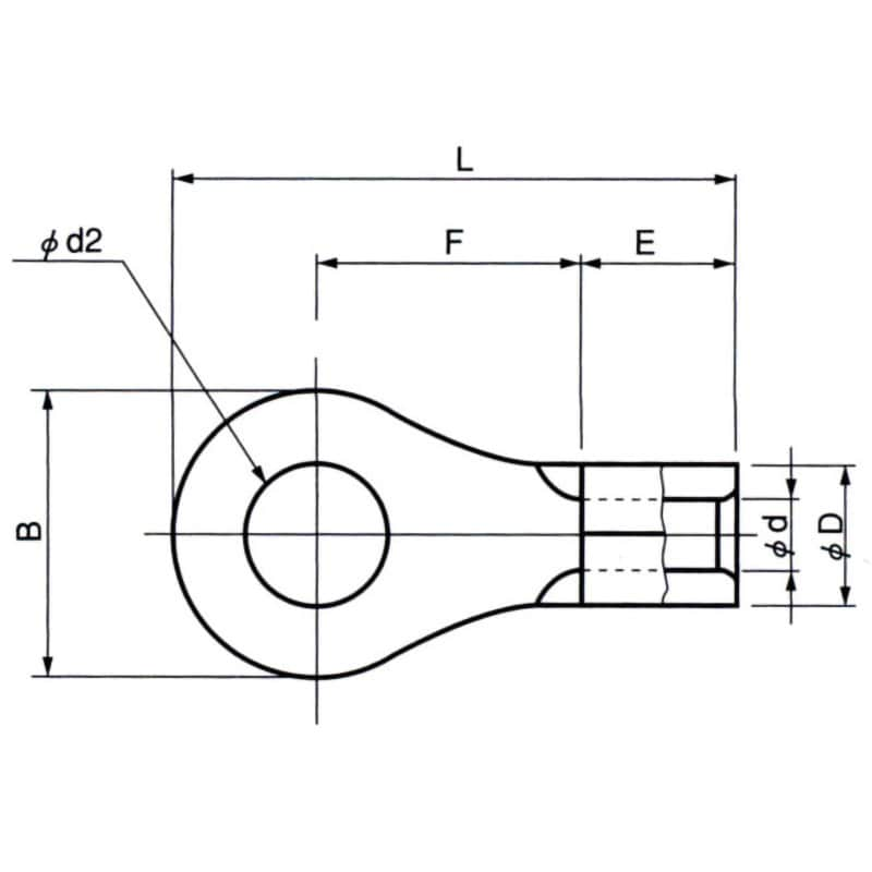 R 1.25-3 銅線用 裸圧着端子 (R形)丸形 ニチフ 電線抱合範囲0.25～1.65mm<sup>2</sup> 1箱(100個) -  【通販モノタロウ】