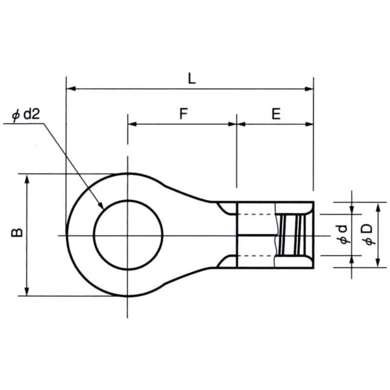 R8-4 銅線用 裸圧着端子 (R形)丸形 ニチフ 電線抱合範囲6.64～10.52mm<sup>2</sup> 1箱(100個) -  【通販モノタロウ】