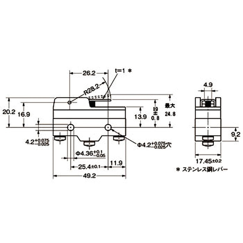 Z-15GW21-B 一般用基本スイッチ Z 基準形 omron(オムロン) ヒンジ・短