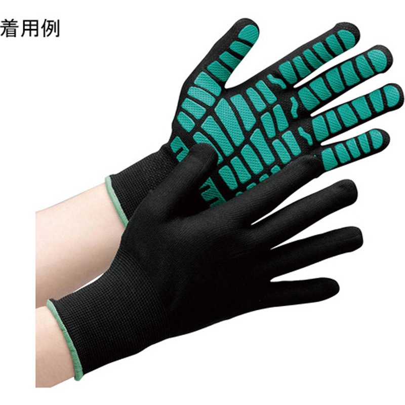 【極・レア品】オフホワイト メンズ 手袋 ブラック×グリーン Gloves MHG134-BXG-M 作業手袋 ハイグリップ天然ゴムライナー ブラック