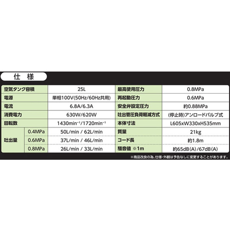 ZSW-S25 ZAIRAS静音オイルレスコンプレッサー ZSWシリーズ コンヨ