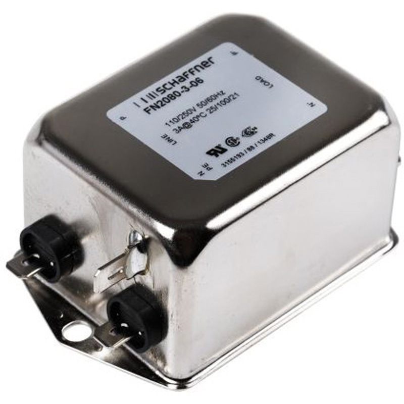 FN2080-3-06 Schaffner EMIフィルタ 3A シャーシーマウント 4.7nF 9.8 mH， 160 μH 0.734 mA Two Stage 3.7W 470kΩ SCHAFFNER 1箱(20個) FN2080-3-06