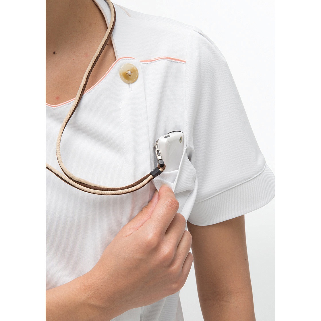 女子上衣 ピンク EL ナガイレーベン LX4052 (61-0785-10) NAGAILEBEN⁄ナガイレーベン-LX-4052-5接触冷感女子上衣（ピンク