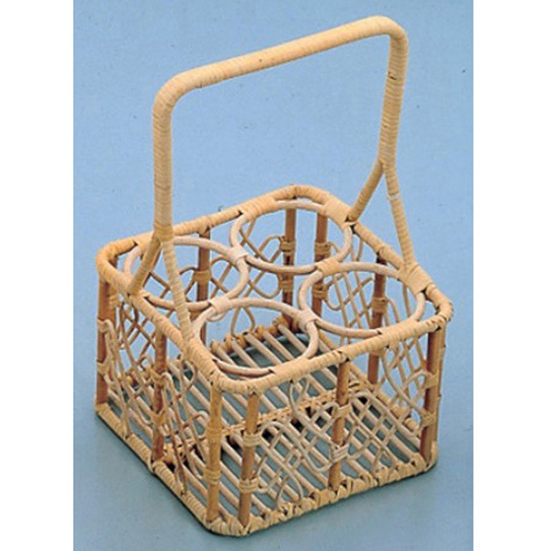 30-404 籐ビールポーター 215×215×350mm 4本入 1個 萬洋 【通販モノタロウ】