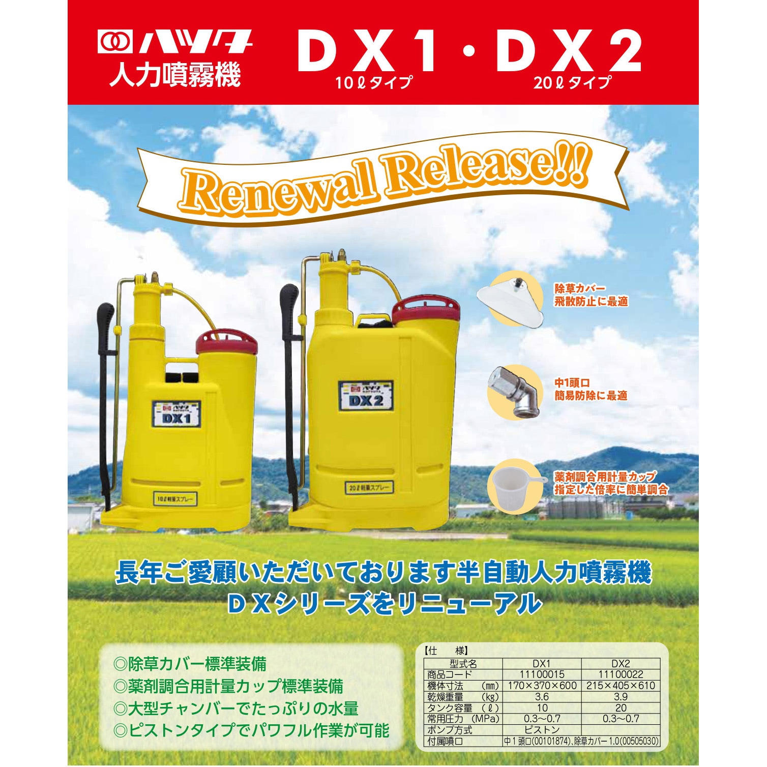 DX2 人力噴霧機 初田工業 背負式 タンク容量20L DX2 - 【通販