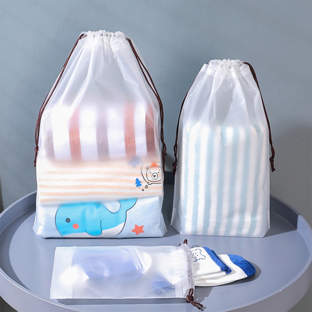 AFF-NPB-M ビニール 巾着袋 マチあり 防水 収納袋 靴袋 旅行用 ポーチ