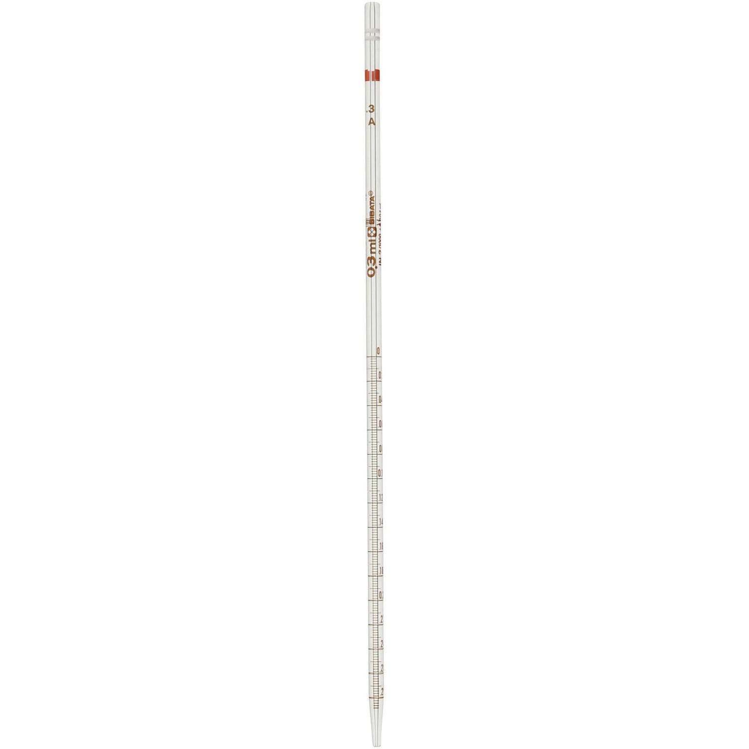 020020-03A メスピペット 先端目盛 スーパーグレード SIBATA(柴田科学) 容量0.3mL 綿栓止/無  1箱(10本) 020020-03A