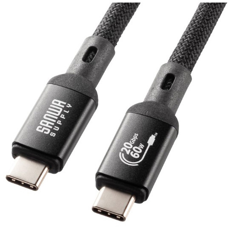 KU-20GCCP6030 USB TypeCケーブル_USB 20Gbps_PD60W対応 サンワサプライ ブラック色 データ転送用