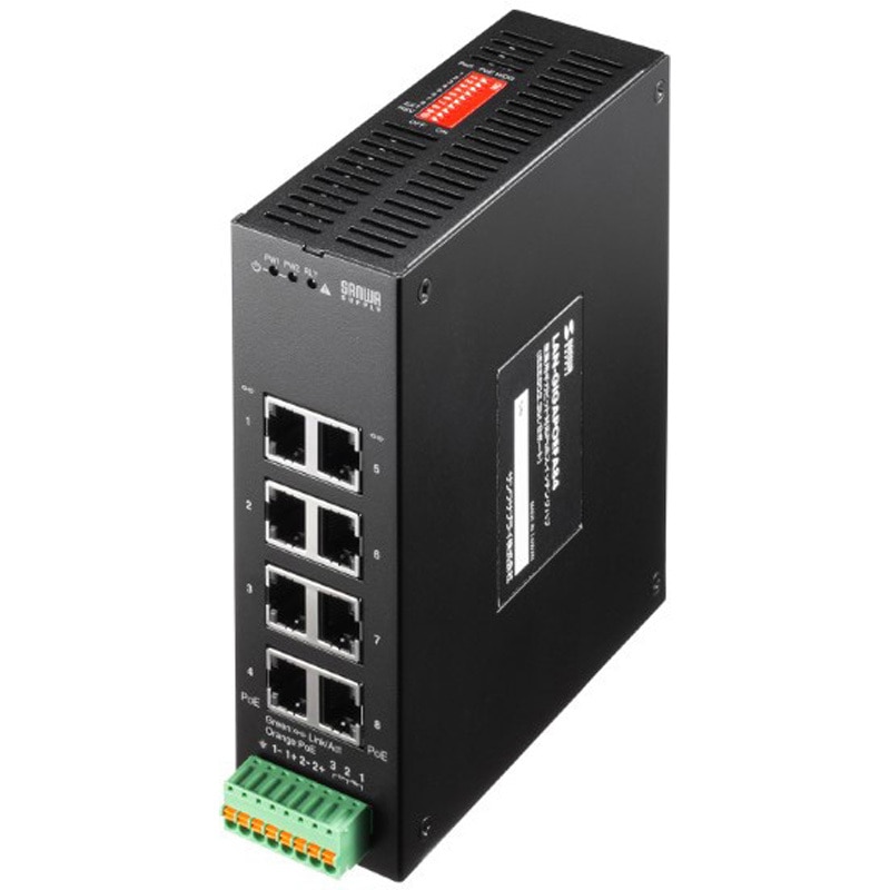 LAN-GIGAPOEFA84 PoEスイッチングハブ_Giga対応_産業用(高耐久/8ポート) 1個 サンワサプライ 【通販モノタロウ】
