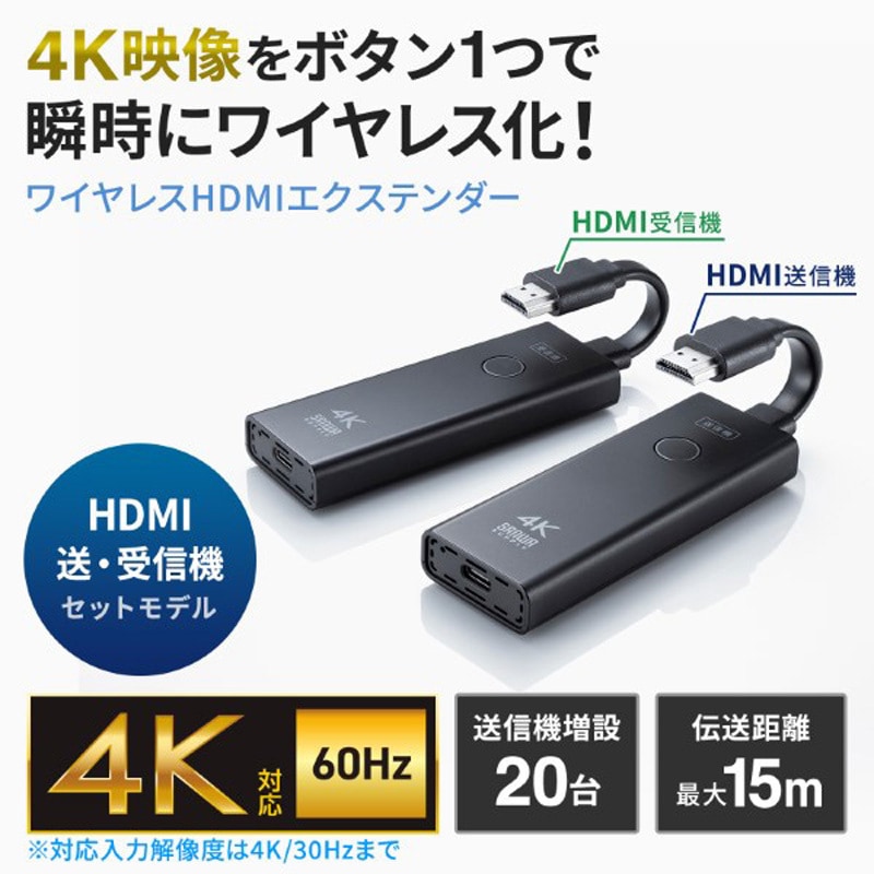 VGA-EXWHD12 エクステンダー_HDMI(ワイヤレス) 1個 サンワサプライ