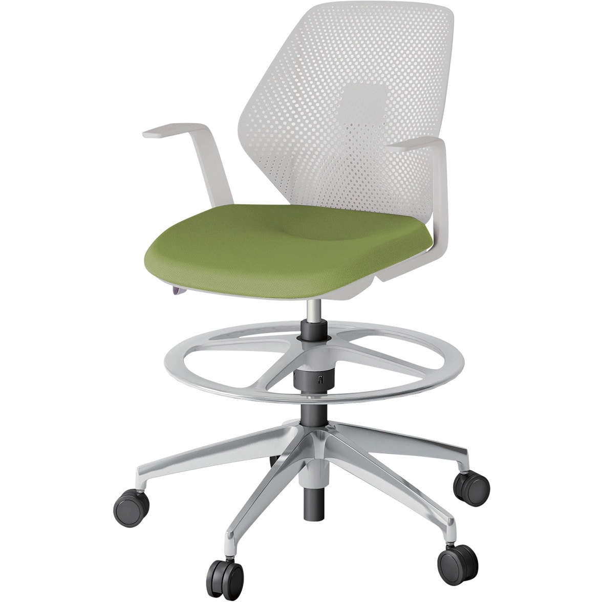 KG-965PVP-ZNQ7 キュアチェア ハイポジションタイプ 肘付 樹脂メッシュバック アルミミラー脚<配送時組立サービス付> 1台 イトーキ 【通販モノタロウ】 52,788円