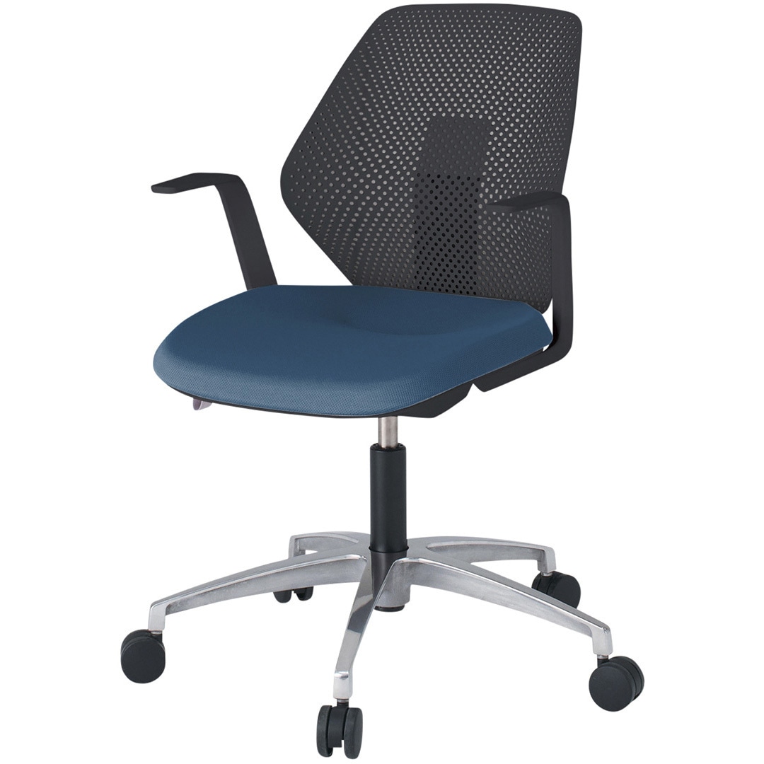 KG-965PV-ZTN3 キュアチェア 樹脂メッシュバック 肘付 5本・アルミミラー脚 ナイロンキャスター<配送時組立サービス付> 1台 イトーキ 【通販モノタロウ】