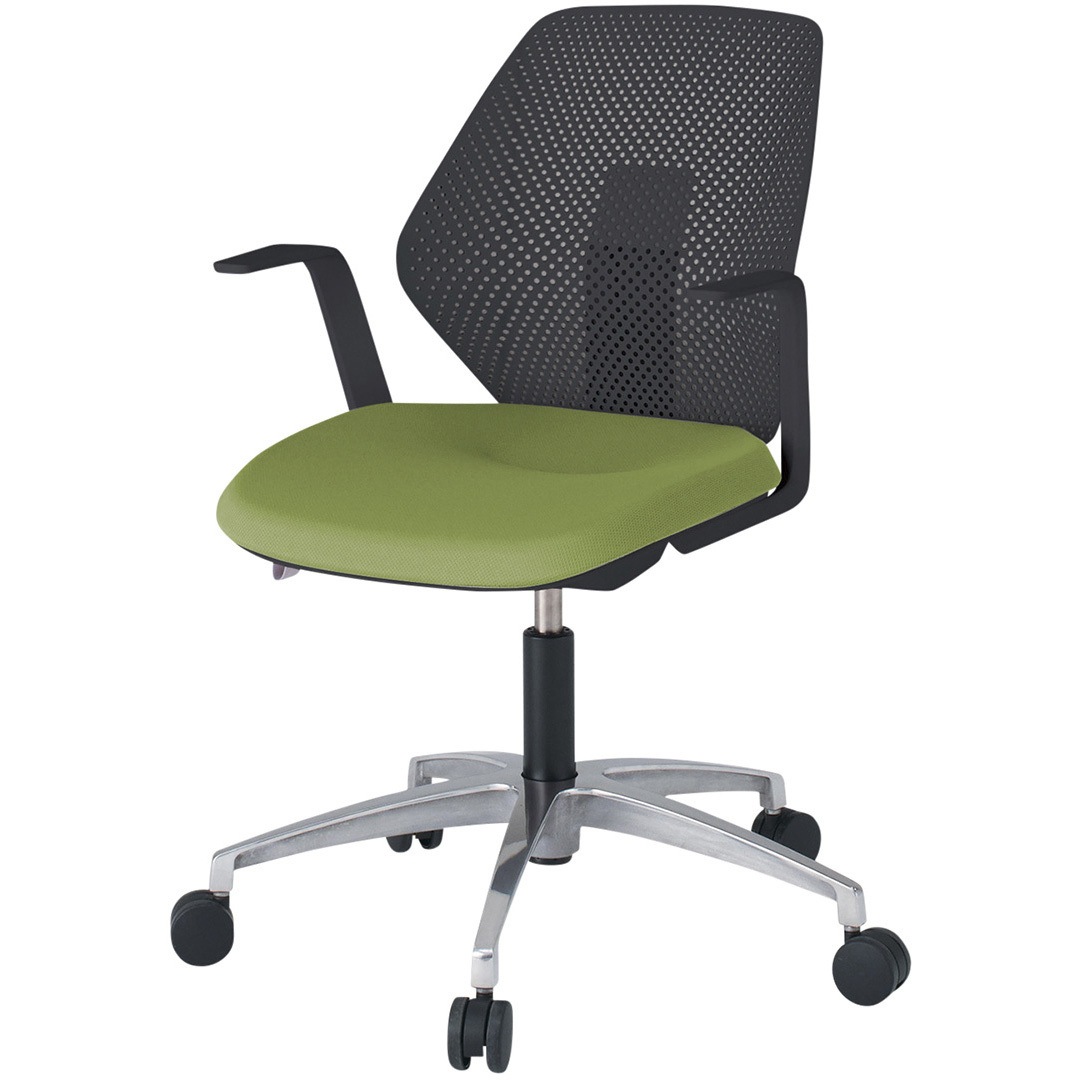 KG-965PV-ZTQ7 キュアチェア 樹脂メッシュバック 肘付 5本・アルミミラー脚 ナイロンキャスター<配送時組立サービス付> 1台 イトーキ 【通販モノタロウ】