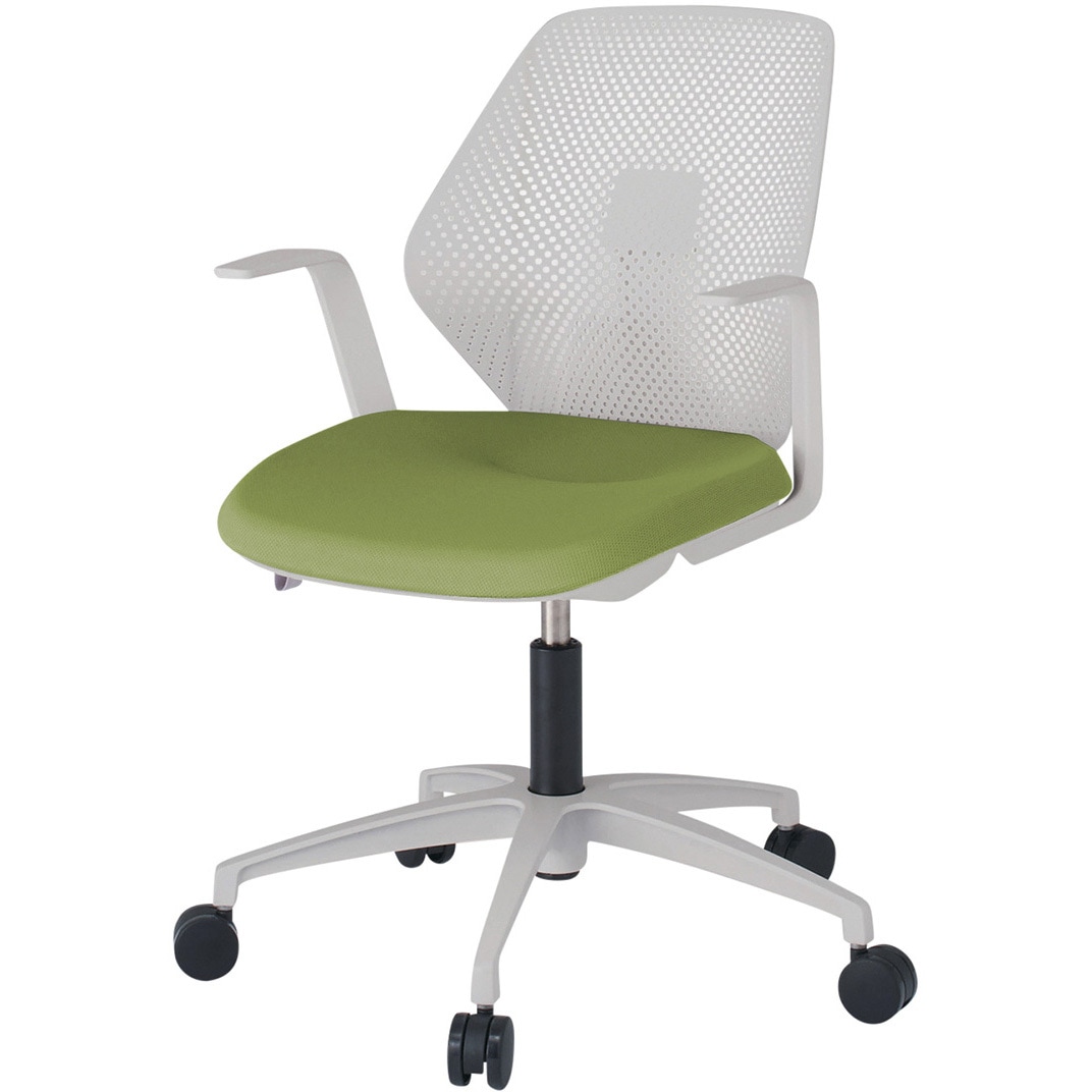 KG-965PVM-NNQ7 キュアチェア 樹脂メッシュバック 肘付 5本・アルミ塗装脚 ウレタンキャスター<配送時組立サービス付> 1台 イトーキ 【通販モノタロウ】