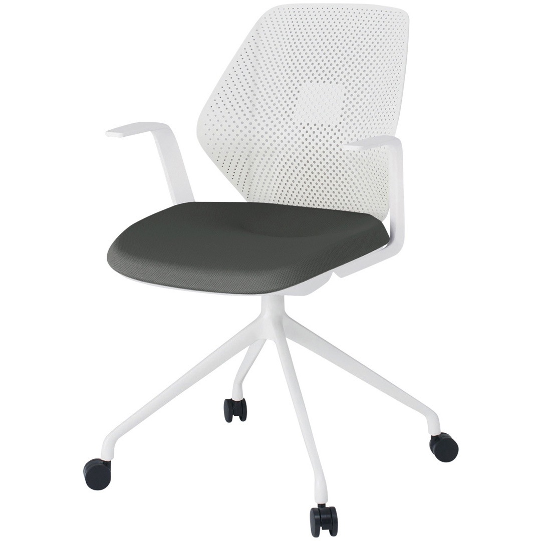 KG-985PV-WWC3 キュアチェア 樹脂メッシュバック 肘付 4本・アルミ塗装脚 ナイロンキャスター<配送時組立サービス付> 1台 イトーキ 【通販モノタロウ】