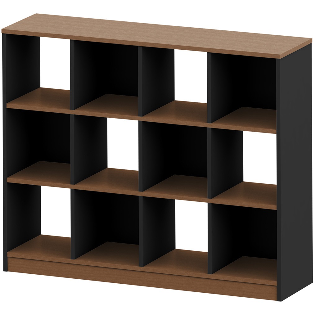 HLL-1114SB-TT ノットワーク オープンシェルフ 3×4タイプ バックパネル付<配送時組立サービス付> イトーキ トリニティオーク色 高さ1125mm幅1404mm奥行380mm  HLL-1114SB-TT