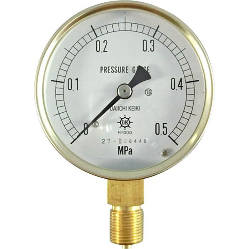 AT3/8-75X0.5MPA(メーカー実施校正書・トレサビリティ体系図付) 汎用圧力計 第一計器 G3/8B(PF) 大きさΦ75 A型 メーカー実施校正 圧力スパン0～0.5MPa