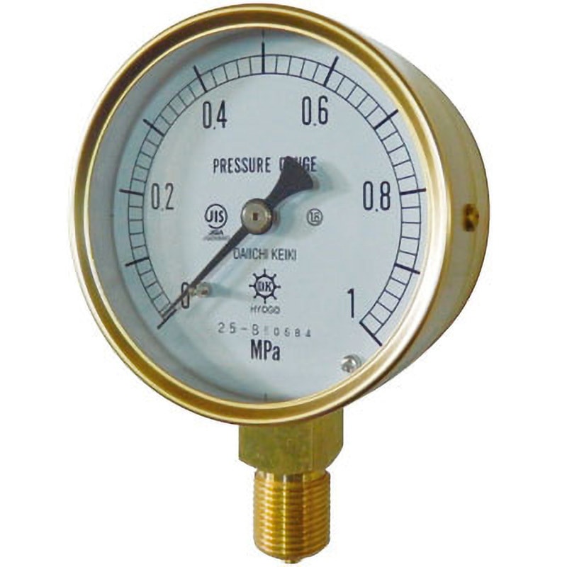 AT3/8-75X1MPA(メーカー実施校正書・トレサビリティ体系図付) 汎用圧力計 第一計器 G3/8B(PF) 大きさΦ75 A型 メーカー実施校正 圧力スパン0～1MPa
