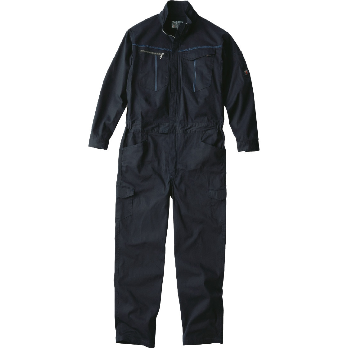 K520 ストレッチツナギ クレ被服 長袖 混率(%):綿98・ポリウレタン2 ネイビー色 袖丈64cm  K520
