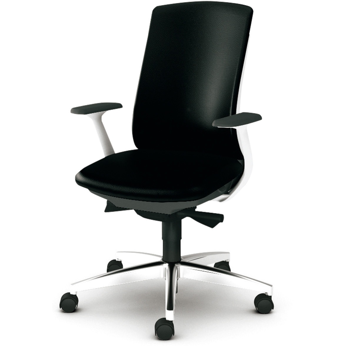 KB-BN514NL BK BeneS クッションタイプ ビニルレザー張り バイカラーフレーム ハイバック プラス[家具] ナイロン双輪キャスター 固定肘 材質アルミ脚 高さ970～1070mm幅674mm奥行642mm  KB-BN514NL BK 58,188円