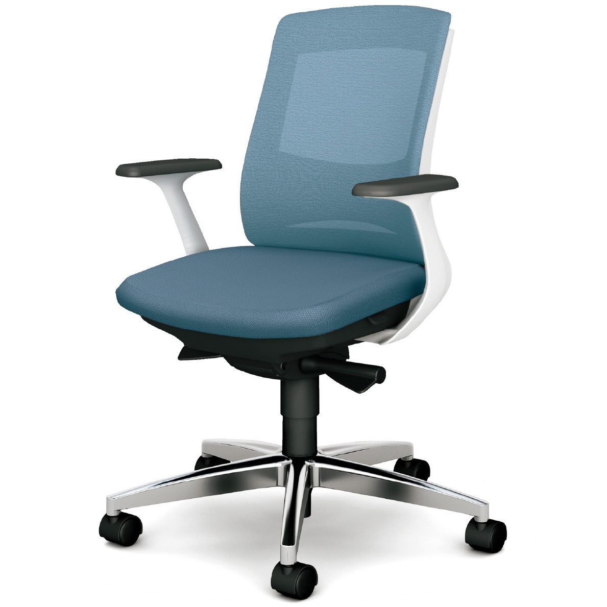 KB-BN513MKL BL BeneS メッシュタイプ バイカラーフレーム ローバック プラス[家具] ナイロン双輪キャスター 材質アルミ脚 固定肘 セージブルー色   KB-BN513MKL BL