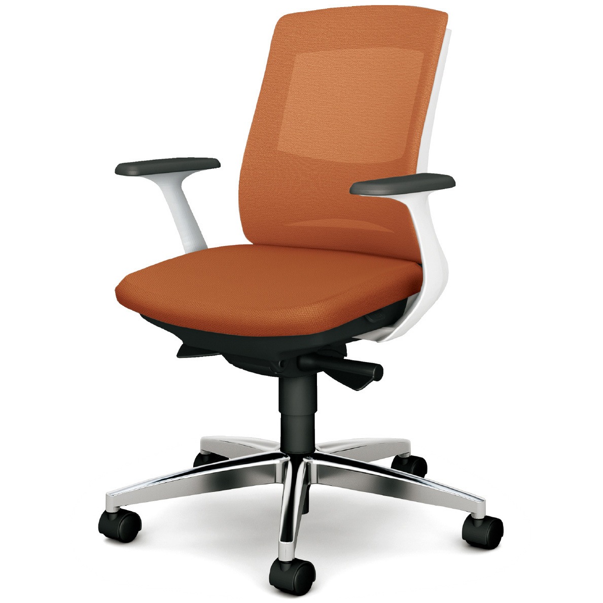 KB-BN513MKL OR BeneS メッシュタイプ バイカラーフレーム ローバック プラス[家具] ナイロン双輪キャスター 材質アルミ脚 固定肘 テラコッタオレンジ色   KB-BN513MKL OR