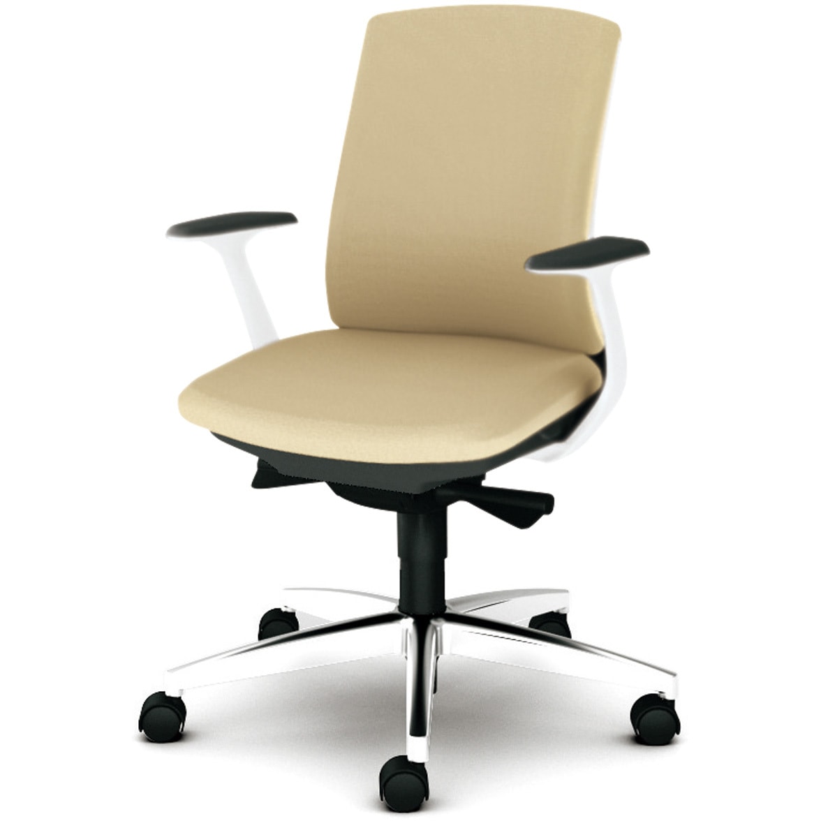 KB-BN513SL BE BeneS クッションタイプ 布張り バイカラーフレーム ローバック プラス[家具] ナイロン双輪キャスター 固定肘 ベージュ色   KB-BN513SL BE