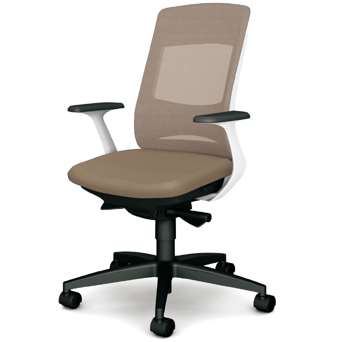 KB-BN511MKL WG BeneS メッシュタイプ バイカラーフレーム ハイバック プラス[家具] ナイロン双輪キャスター 材質樹脂脚 固定肘 ウォームグレー色   KB-BN511MKL WG