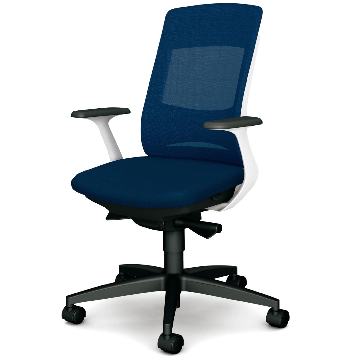 KB-BN511MKL DB BeneS メッシュタイプ バイカラーフレーム ハイバック プラス(家具) ナイロン双輪キャスター 材質樹脂脚 固定肘 ネイビー色   KB-BN511MKL DB