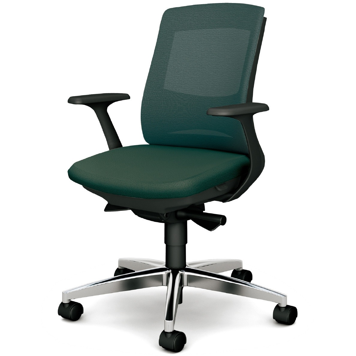 KB-BN33MKL UG BeneS メッシュタイプ ダークグレーフレーム ローバック プラス[家具] ナイロン双輪キャスター 材質アルミ脚 固定肘 エバーグリーン色   KB-BN33MKL UG